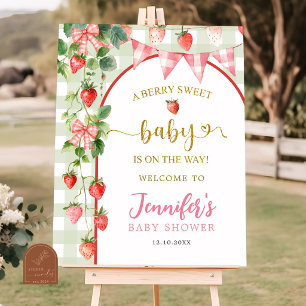 Affiche Panneau de bienvenue Baby Shower Fraise