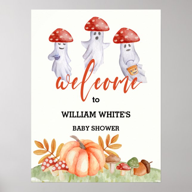 Affiche Panneau de bienvenue Baby Shower Halloween Champig (Devant)
