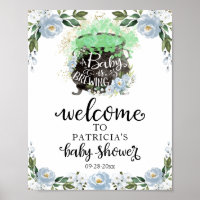 Panneau de bienvenue Baby Shower Halloween Fleurs