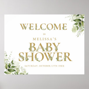 Affiche Panneau de bienvenue Baby Shower Lettre de verdure
