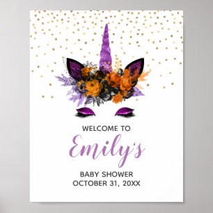 Affiche Panneau de bienvenue Baby Shower Licorne Halloween