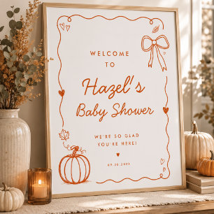 Affiche Panneau de bienvenue Baby Shower Orange Pumpkin Do
