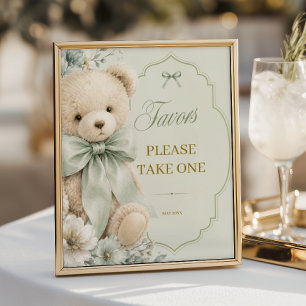 Affiche Panneau de bienvenue Baby Shower Ours en peluche V