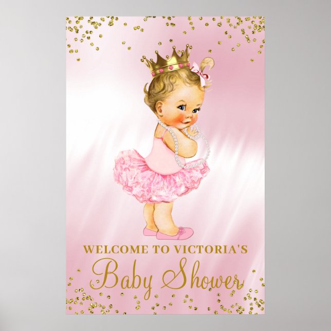 Affiche Panneau de bienvenue Baby Shower Princesse Tutu Bl (Devant)
