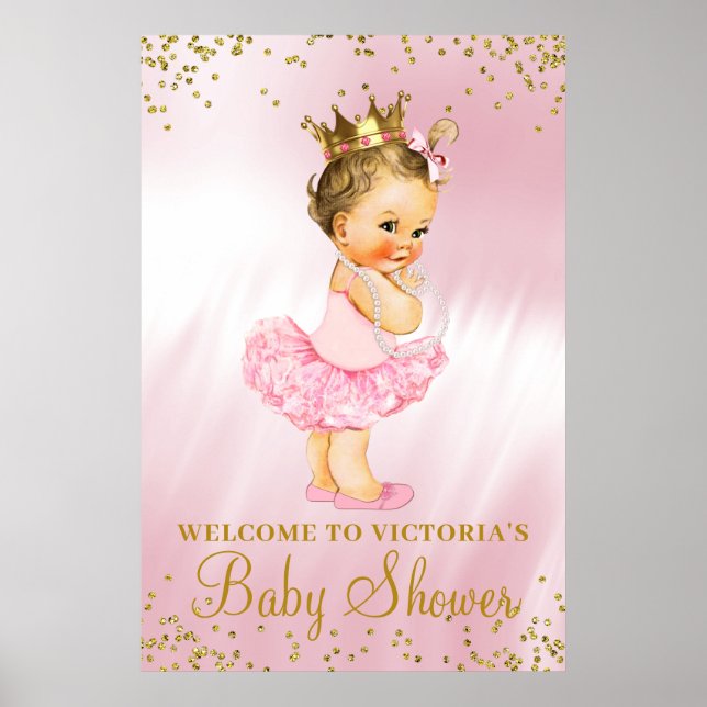 Affiche Panneau de bienvenue Baby Shower Princesse Tutu Br (Devant)