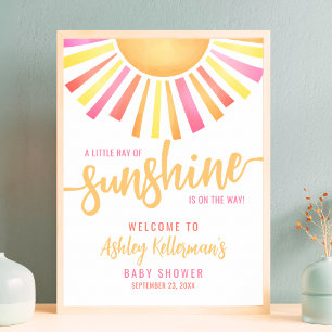 Affiche Panneau de Bienvenue Baby Shower Rose Clair Sunshi