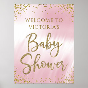 Affiche Panneau de bienvenue Baby Shower Rose Gold