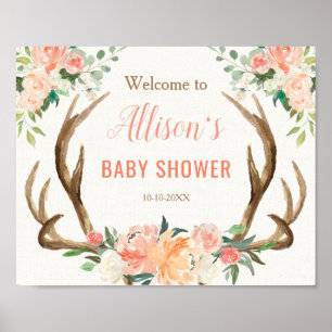 Affiche Panneau de bienvenue baby shower rustique bohème à