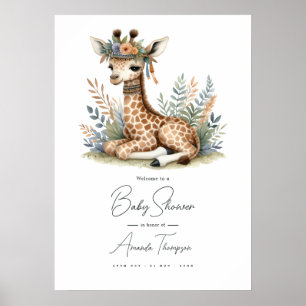 Affiche Panneau de Bienvenue Baby Shower Safari Boho Chic