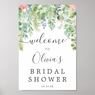 Affiche Panneau de bienvenue Baby Shower Soft Greenery