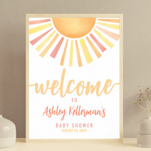 Affiche Panneau de Bienvenue Baby Shower Sunshine Rose Béb