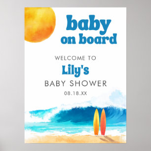 Affiche Panneau de bienvenue Baby Shower Surf Beach Baby o