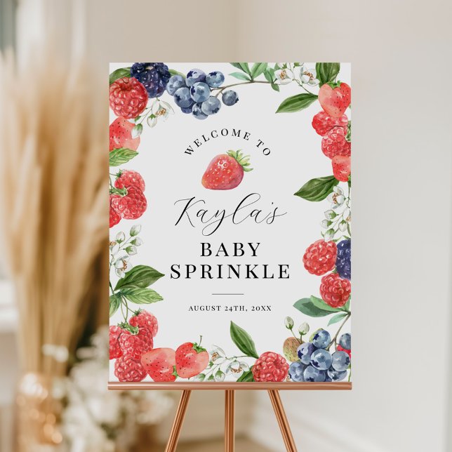 Affiche Panneau de bienvenue Baby Sprinkle aux fruits roug (Créateur téléchargé)