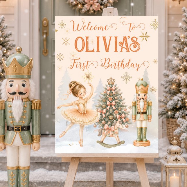 Affiche Panneau de bienvenue Ballerine Casse-Noisette Sucr (Nutcracker Sugar Plum Fairy Ballerina Welcome Sign)