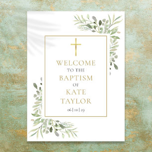 Affiche Panneau de bienvenue baptême décor verdure