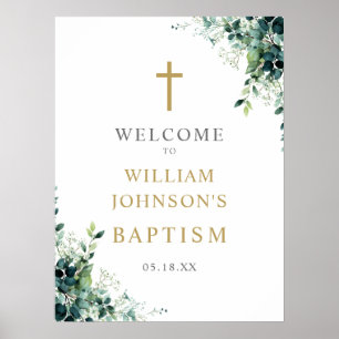 Affiche Panneau de bienvenue baptême floral verdure eucaly