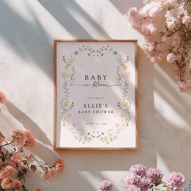 Affiche Panneau de Bienvenue Bébé en Fleur (Créateur téléchargé)
