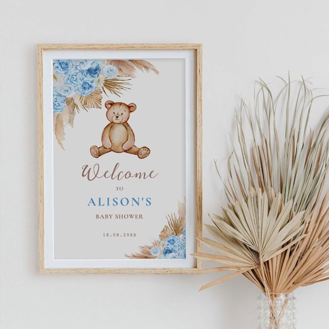 Affiche Panneau de bienvenue bébé herbe de Pampas Ours en  (Créateur téléchargé)