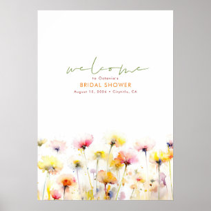 Affiche Panneau de bienvenue bohème aux fleurs sauvages él