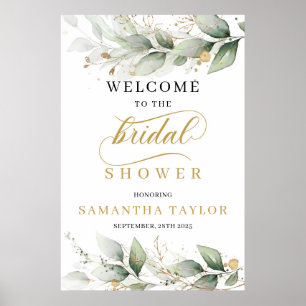 Affiche Panneau de bienvenue boho feuilles d'eucalyptus ve