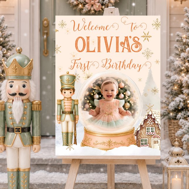 Affiche Panneau de bienvenue Casse-Noisette Boule à neige  (Photo Nutcracker Sugar Plum Welcome Sign)