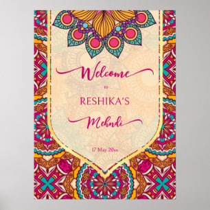 Affiche Panneau de bienvenue Cerise mandala rangoli mehndi