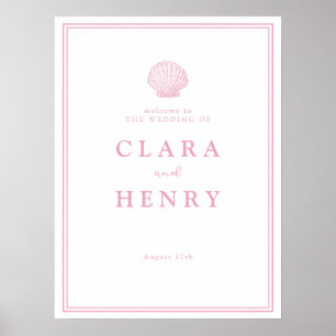 Affiche Panneau de bienvenue côtier Rose Pâle Coquillage