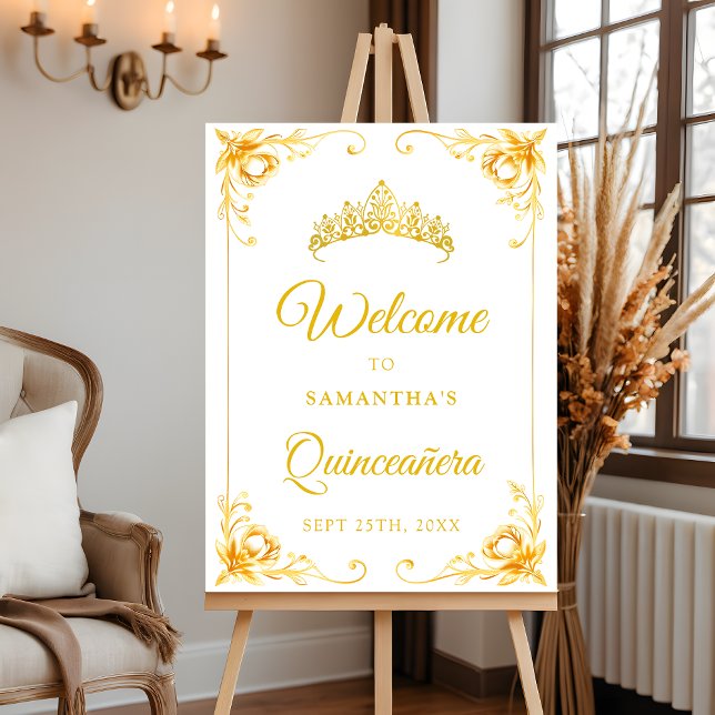 Affiche Panneau de Bienvenue Couronne Dorée de Luxe pour Q (Créateur téléchargé)