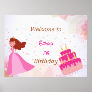 Affiche Panneau de bienvenue d'anniversaire de princesse D