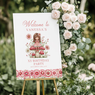 Affiche Panneau de bienvenue d'anniversaire Fleur de fille