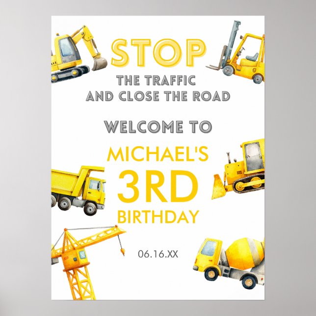 Affiche Panneau de bienvenue d'anniversaire pour camions d (Devant)