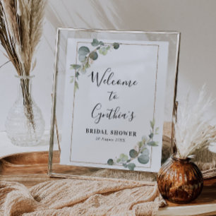 Affiche panneau de bienvenue de baby shower aquarelle euca