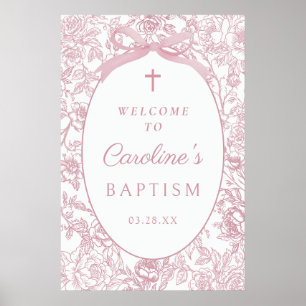Affiche Panneau de bienvenue de baptême en chinoiserie flo