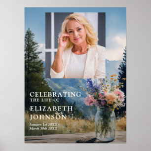 Affiche Panneau de bienvenue de célébration de vie florale