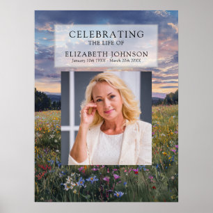 Affiche Panneau de bienvenue de célébration de vie florale