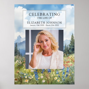 Affiche Panneau de bienvenue de célébration de vie florale