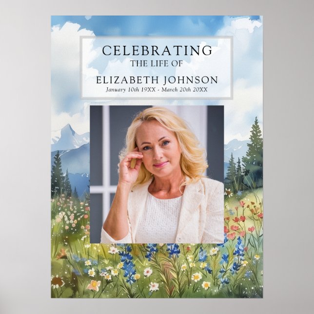 Affiche Panneau de bienvenue de célébration de vie florale (Devant)