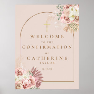 Affiche Panneau de bienvenue de confirmation florale d'her