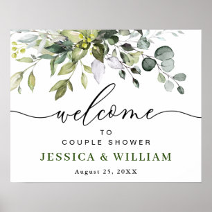 Affiche Panneau de bienvenue de douche de couple d'eucalyp