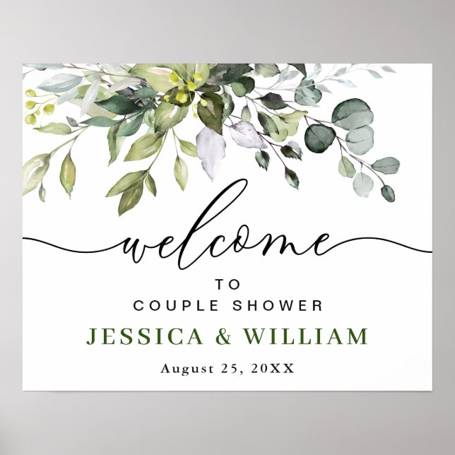 Affiche Panneau de bienvenue de douche de couple d'eucalyp (Devant)