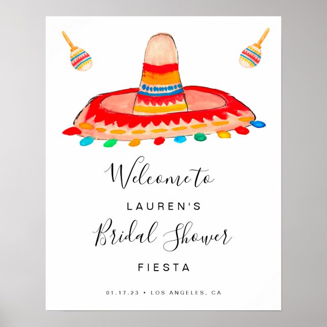Affiche Panneau de Bienvenue de Fiesta de Mariage avec Som (Devant)