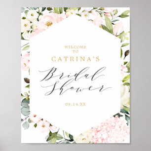 Affiche Panneau de bienvenue de la douche de mariée floral