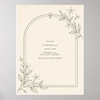 Affiche Panneau de bienvenue de mariage à arche botanique 