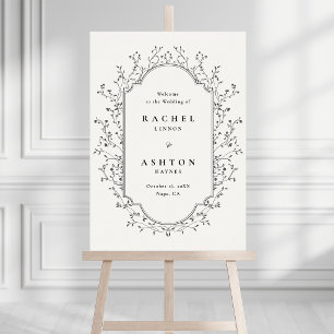 Affiche Panneau de bienvenue de mariage à cadre botanique