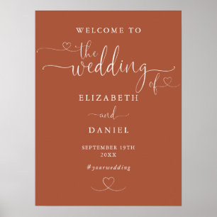 Affiche Panneau de bienvenue de mariage à écriture cœur en