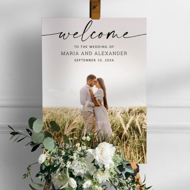 Affiche Panneau de bienvenue de mariage à écriture moderne (Créateur téléchargé)
