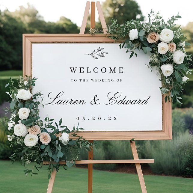 Affiche Panneau de bienvenue de mariage à feuillage élégan (Créateur téléchargé)