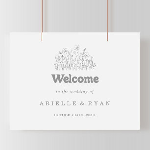 Affiche Panneau de bienvenue de mariage à fleurs sauvages