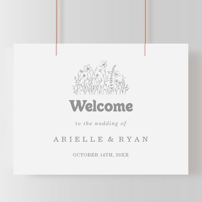 Affiche Panneau de bienvenue de mariage à fleurs sauvages  (Créateur téléchargé)