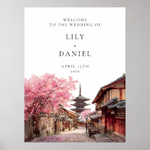 Affiche Panneau de Bienvenue de Mariage à Kyoto Japon